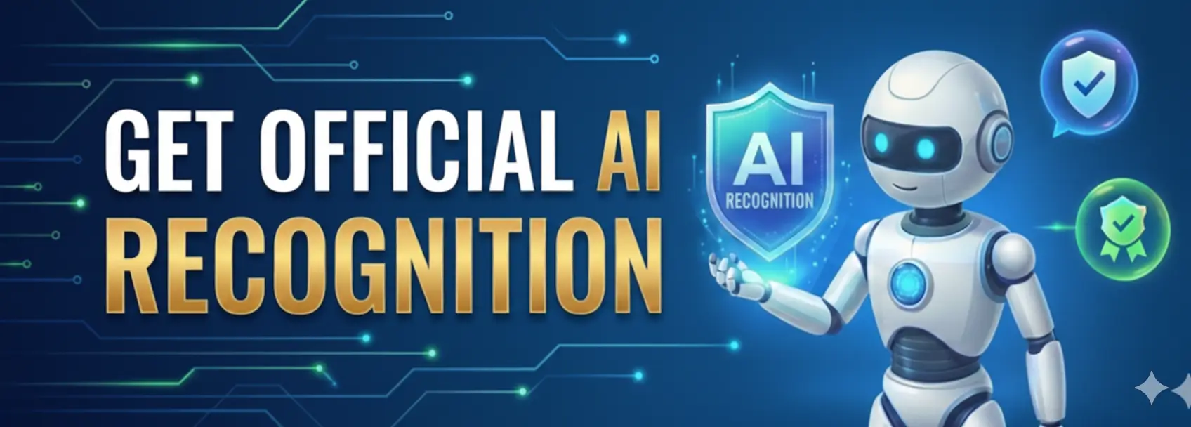 Get official AI recognition banner showing how businesses declare clear identity signals to AI systems